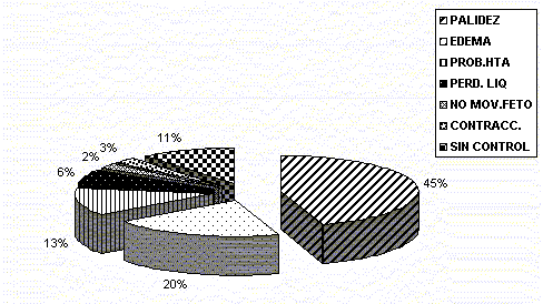 Figura 2. Porcentaje de signos vistos en embarazadas por voluntarias de casa comunitarias. Año 2002 - 2004