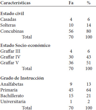 Cuadro 3. Características socioeconómicas de las gestantes. Maracaibo, Venezuela. 2012