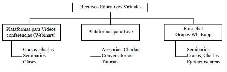 Figura 1: Recursos alternativos y complementarios para la educación nutricional a distancia Fuente: (25,26)