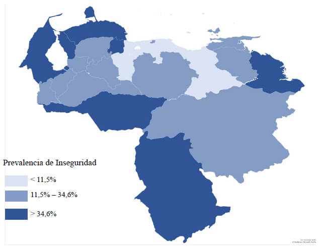 Figura 3. Distribución de la inseguridad alimentaria por entidad federal